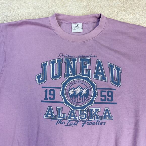 Prairie Mountain Juneau Alaska 1959 Graphic Sweatshirt Purple Size L - Picture 2 of 4